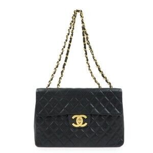 Chanel Jumbo Matelasse 34 Lambskin Flap Bag Black